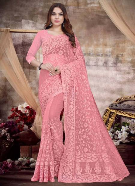 Pink Colour LADY ETHNIC CLASSY New Party Wear Heavy Net Stylish Saree Collection 10856